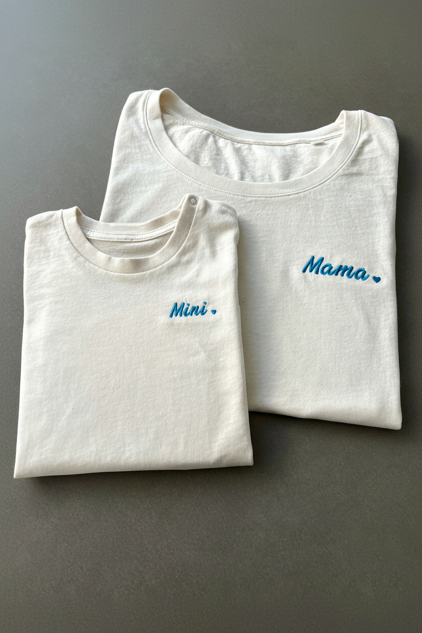 Mama & Mini Matching Embroidered T-Shirt Set