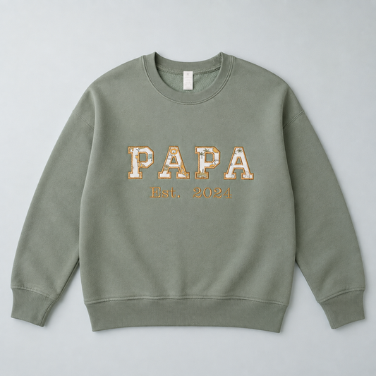 Mama & Papa Appliqué Keepsake Sweatshirt – Made from Baby’s Clothes – Personalised with Est. Year