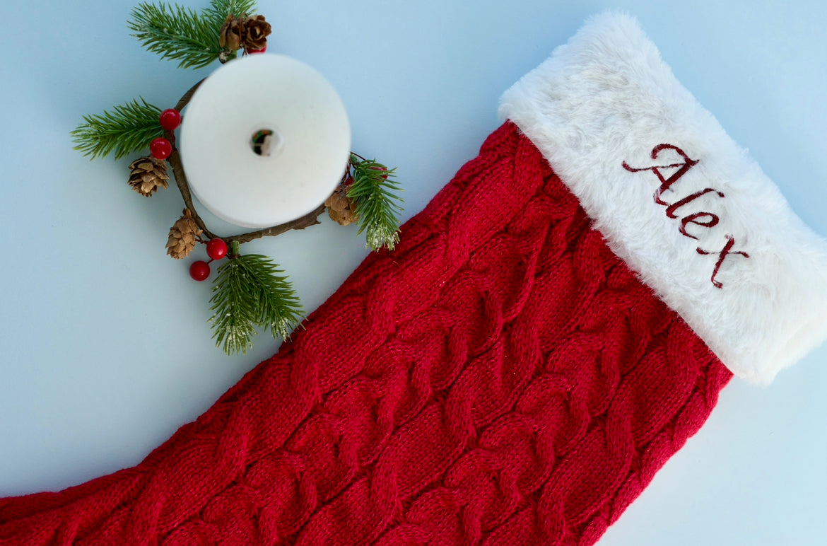 XL Personalised Christmas Stocking – Embroidered Name | Luxury Handmade Gift Stocking