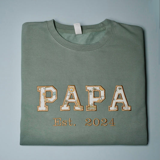 Mama & Papa Appliqué Keepsake Sweatshirt – Made from Baby’s Clothes – Personalised with Est. Year