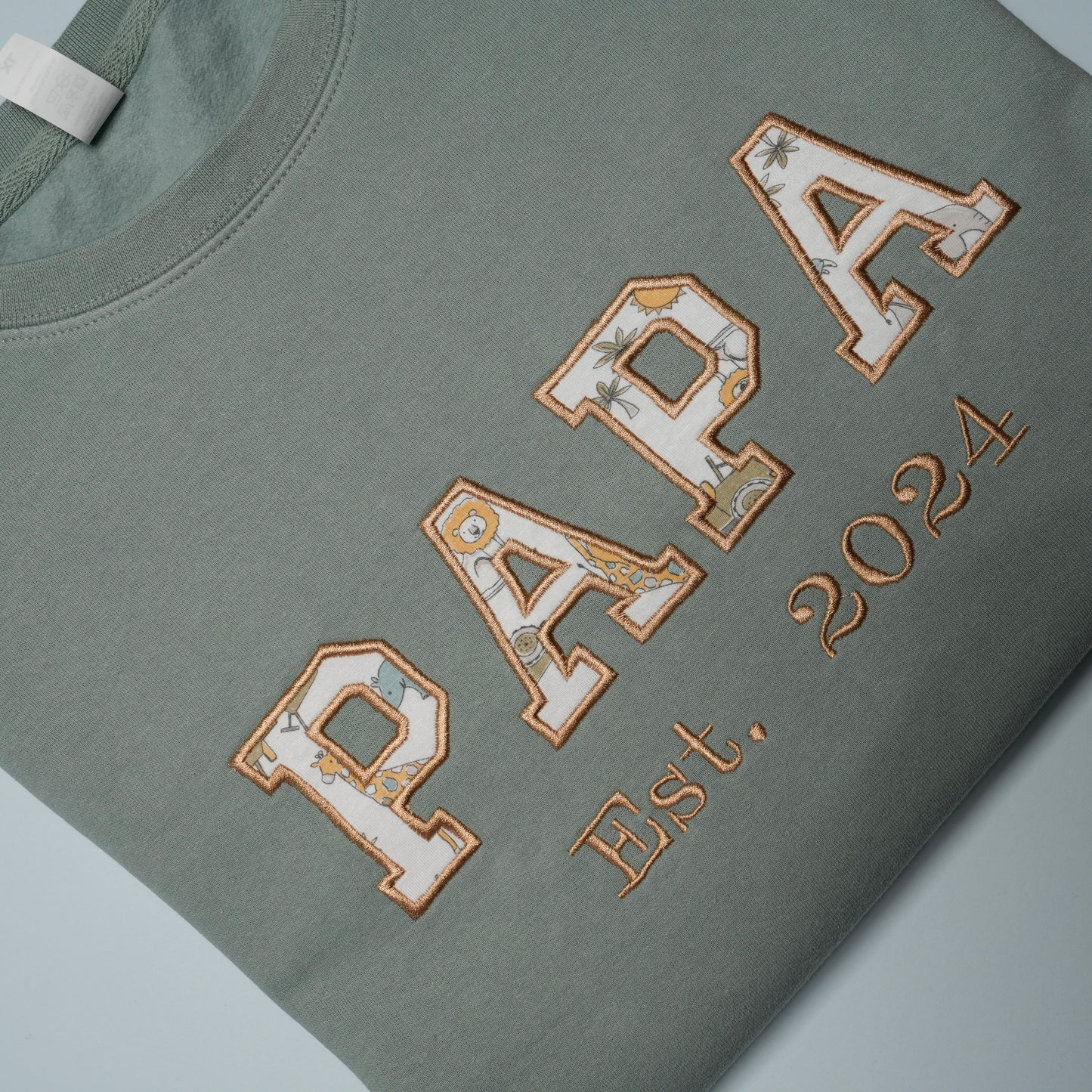 Mama & Papa Appliqué Keepsake Sweatshirt – Made from Baby’s Clothes – Personalised with Est. Year