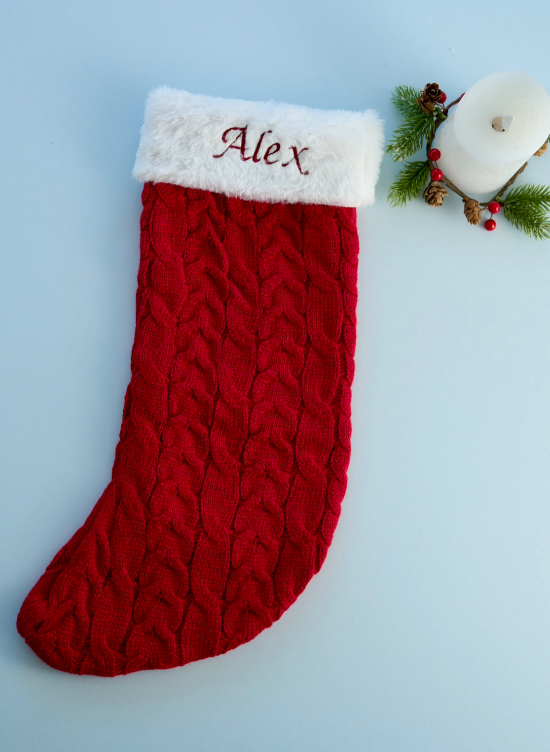 XL Personalised Christmas Stocking – Embroidered Name | Luxury Handmade Gift Stocking