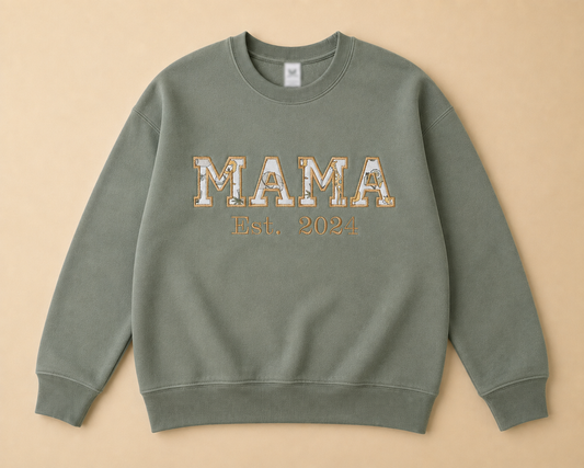 Mama & Papa Appliqué Keepsake Sweatshirt – Made from Baby’s Clothes – Personalised with Est. Year