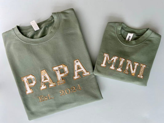 Mama & Papa Appliqué Keepsake Sweatshirt – Made from Baby’s Clothes – Personalised with Est. Year